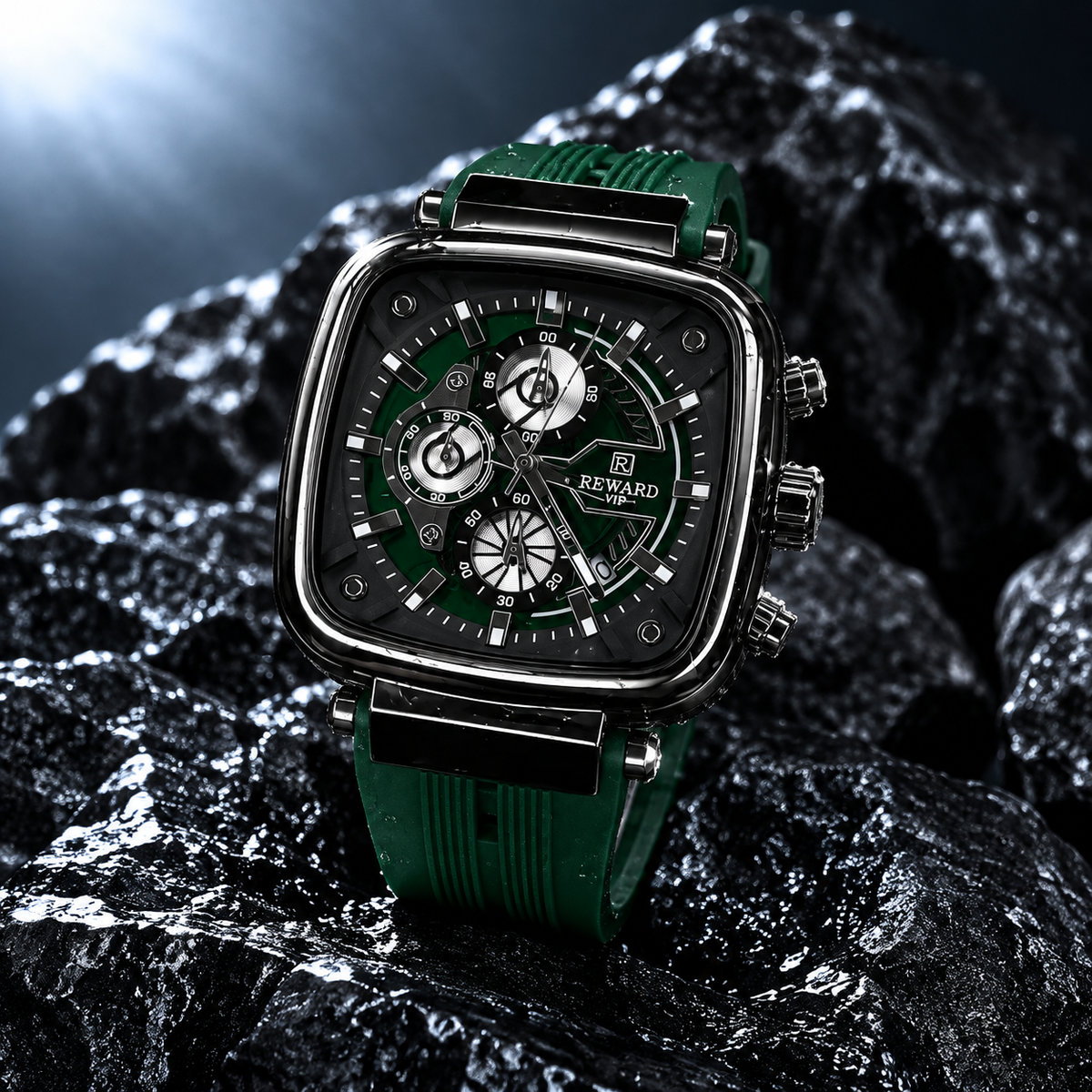 REWARD VIP MONACO GREEN 44 MM CON CRONÓGRAFO ELEGANTE Y ORIGINAL
